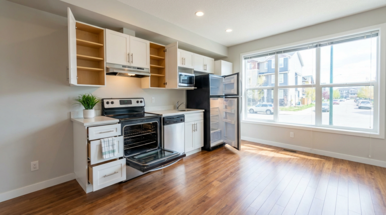 Move-in/Move-out Cleaning Services A spotless, empty rental property interior in Calgary after a professional move-out cleaning