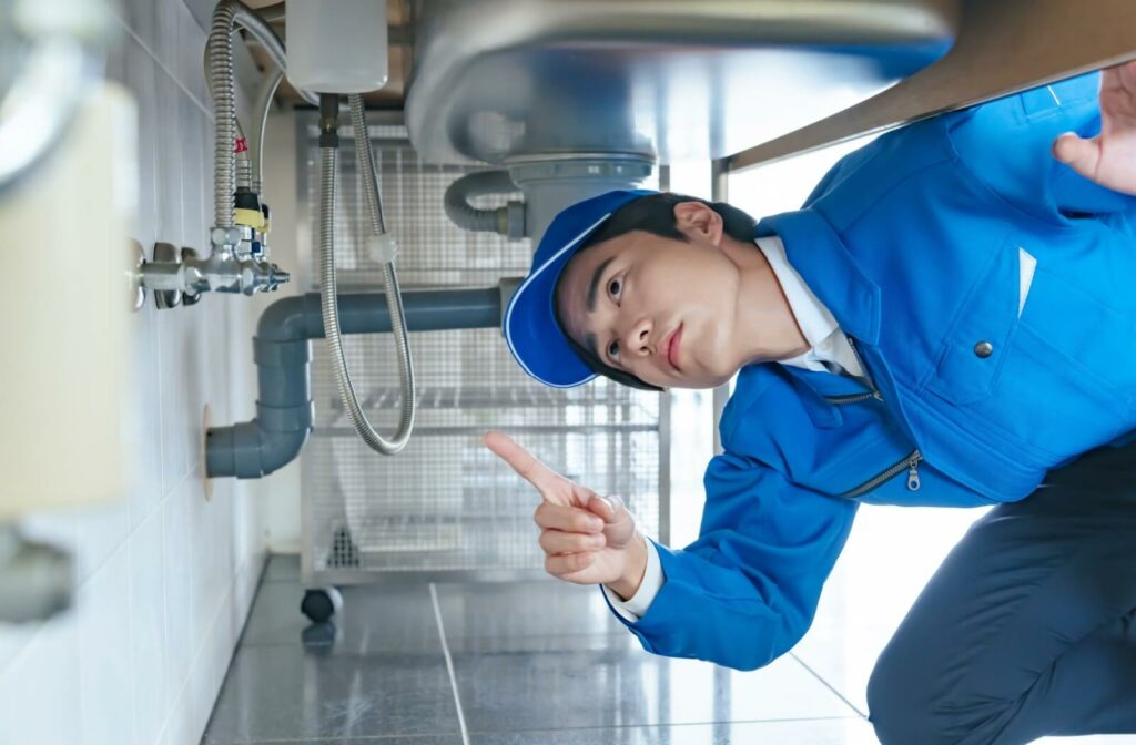 A health inspector looking into the hidden places of a commercial kitchen.