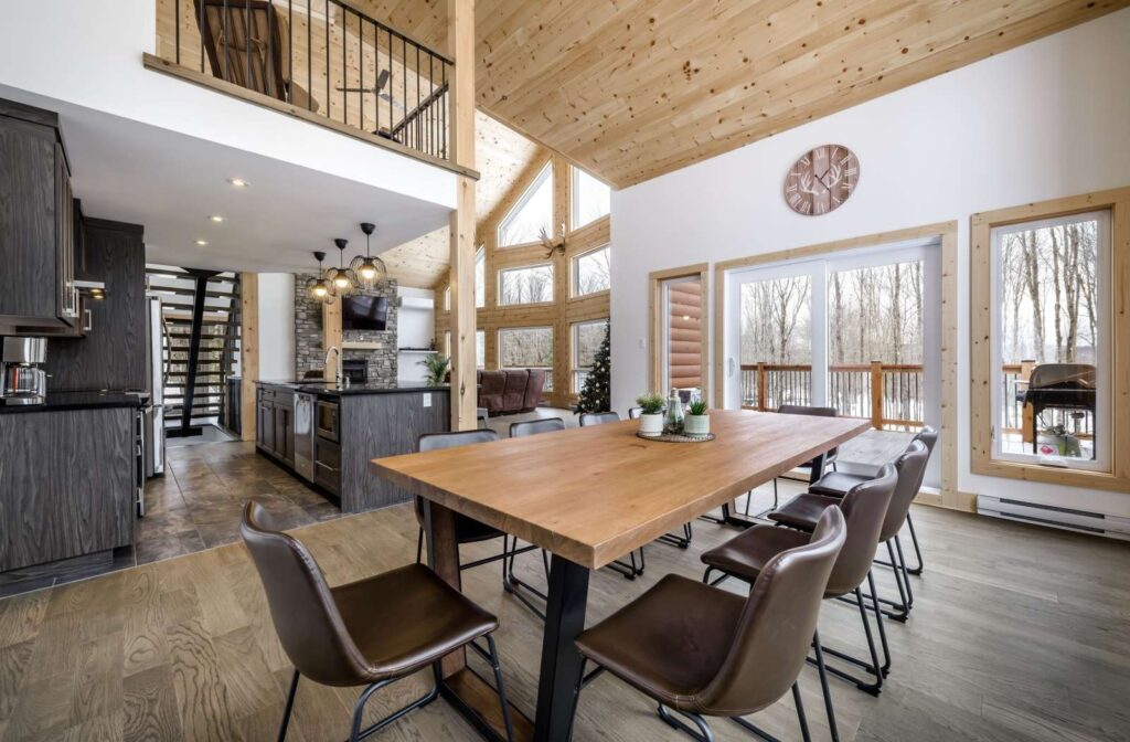 Cleaning Services for Dining and kitchen area of a cabin style airbnb rental property.